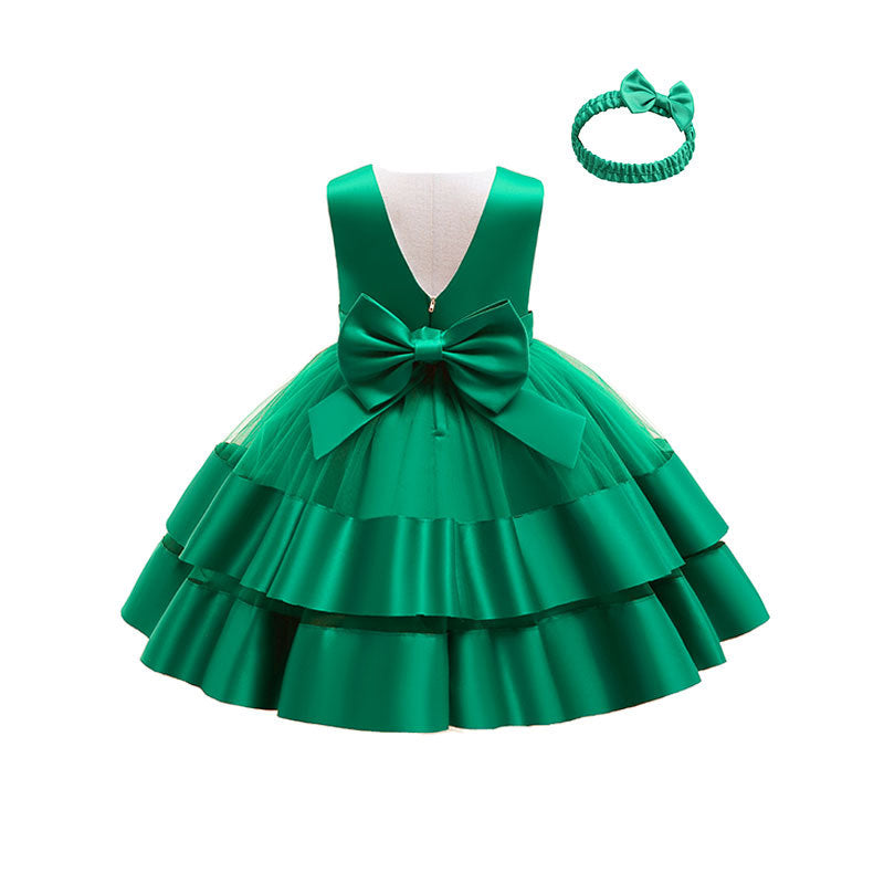 Girls' Puffy One-year-old Full Moon Birthday Dress - Amazhona 