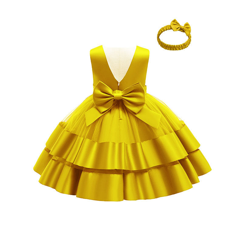 Girls' Puffy One-year-old Full Moon Birthday Dress - Amazhona 