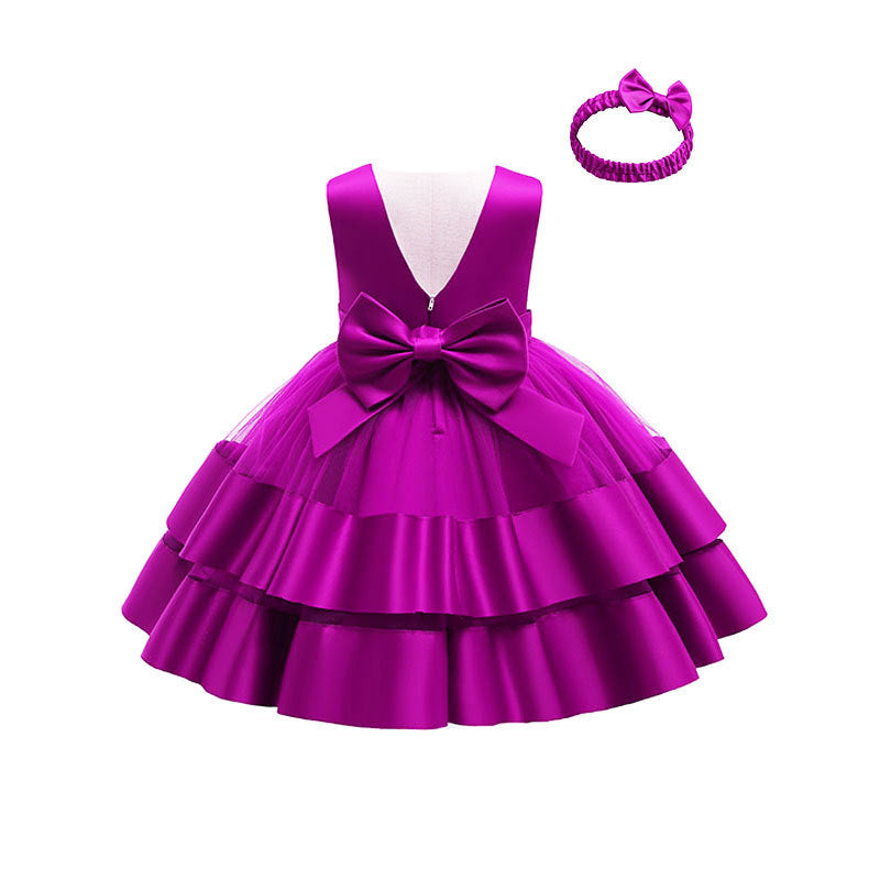 Girls' Puffy One-year-old Full Moon Birthday Dress - Amazhona 