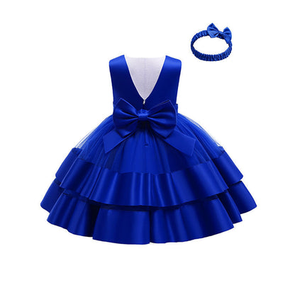 Girls' Puffy One-year-old Full Moon Birthday Dress - Amazhona 