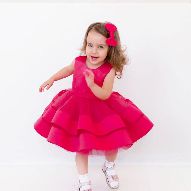 Girls' Puffy One-year-old Full Moon Birthday Dress - Amazhona 