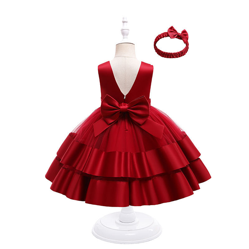 Girls' Puffy One-year-old Full Moon Birthday Dress - Amazhona 