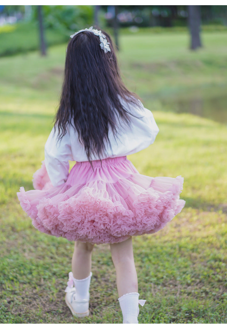 Girls' Super Fluffy Skirt Tutu Skirt Flower Girl Gauze Skirt Children Princess Fairy Dress Pleated Skirt - Amazhona 