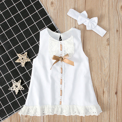 Girls baby sleeveless bow skirt - Amazhona 