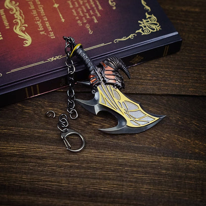 God of War 5 Ragnarok Keychain Thor's Hammer Mjolnir Key Chain Ring Levitan's Axe Keyring Blades of Exile Chaos Game Accessories - Amazhona 