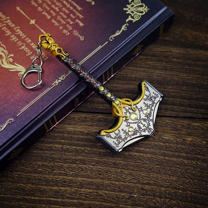 God of War 5 Ragnarok Keychain Thor's Hammer Mjolnir Key Chain Ring Levitan's Axe Keyring Blades of Exile Chaos Game Accessories - Amazhona 