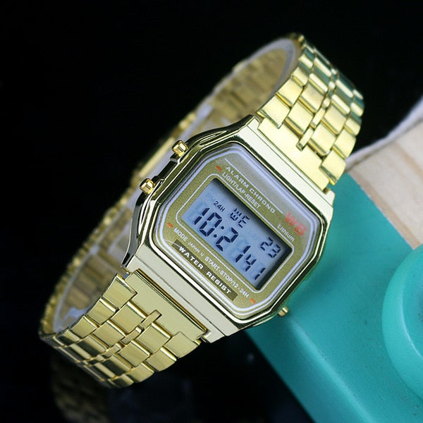 Gold Men Watches Women Electronic Digital Display Retro Style Clock Men's Watch for Men Relogio Masculin Reloj Hombre homme - Amazhona 