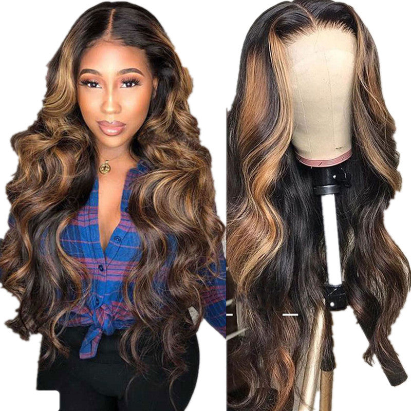 Golden fluffy big wave wig - Amazhona 