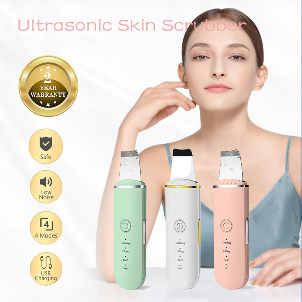 Beauty Ultrasonic Skin Scrubber USB Plug Facial Blackhead Remover Face Massager Skincare Tools Products Face Cleansing Acne - Amazhona 