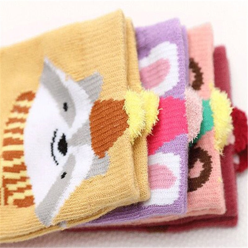 3-12Years Length Baby Girl Socks Winter Warm Cotton Socks For Girls Winter Warm Baby Girl Socks for Children Knee High Christmas - Amazhona 