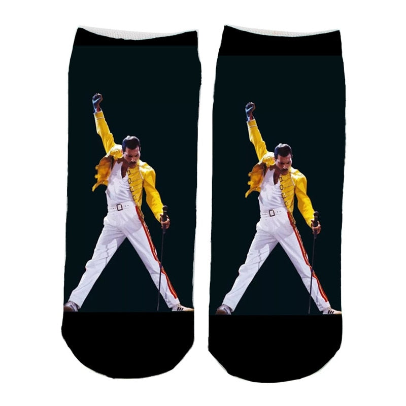 Freddie Mercury Socks Men Women Casual Non Slip Breathable Comfortable Middle Tube Socks Christmas Gift for Fans Beatles Socks - Amazhona 