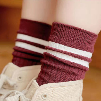 Japanese Loose Socks High School Girls Harajuku Socks Solid Colors Needles Knitting Striped Cotton Socks Women yellow blue black - Amazhona 