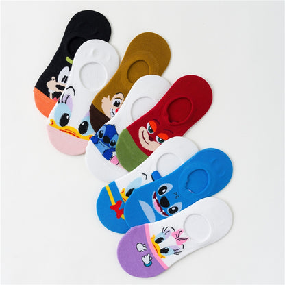 Disney Cartoon Short Socks Slipper Stitch Boat Socks Printed Happy Invisible Summer Mickey Mouse Women Cotton Socks - Amazhona 