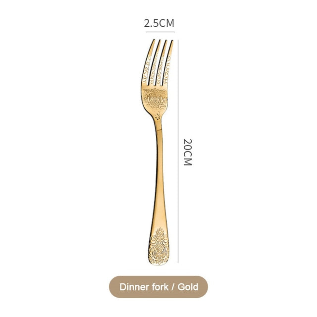 Gold Cutlery Set Stainless Steel Fork Spoons Knife Tableware Kit Luxury Flatware Set Dinnerware For Home Kitchen Restaurant - Amazhona 