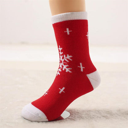 Cartoon elk/Santa/snowflake/bear stripe design girls socks Christmas knee high long socks for boys sports socks winter Xmas gift - Amazhona 