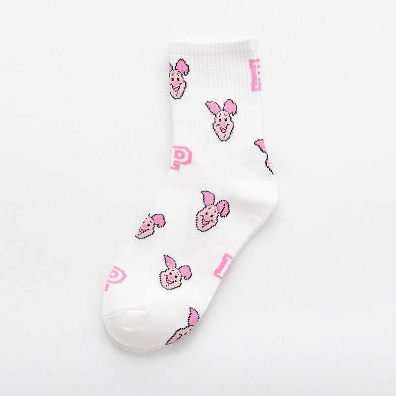 Disney Casual Cute women Scoks ckey Duck ladies Socks Cotton happy Funny street adult Middle tube sockCartoon animal Mi - Amazhona 