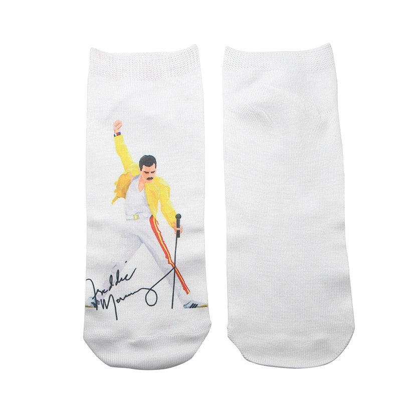 Freddie Mercury Socks Men Women Casual Non Slip Breathable Comfortable Middle Tube Socks Christmas Gift for Fans Beatles Socks - Amazhona 