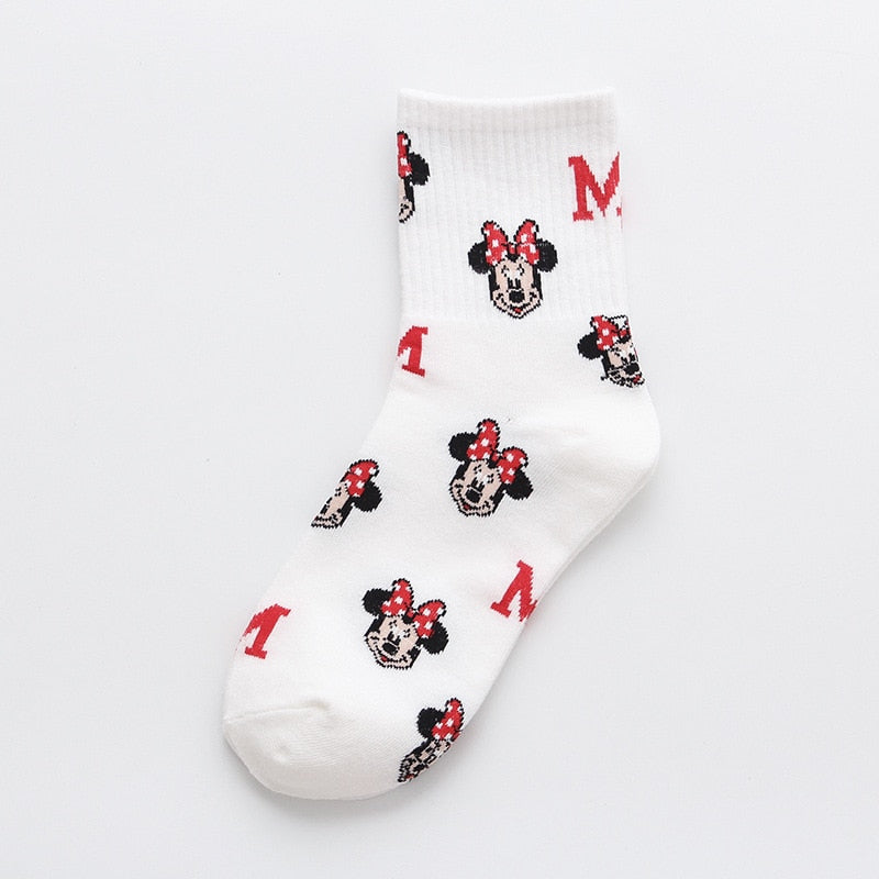 Disney Casual Cute women Scoks ckey Duck ladies Socks Cotton happy Funny street adult Middle tube sockCartoon animal Mi - Amazhona 