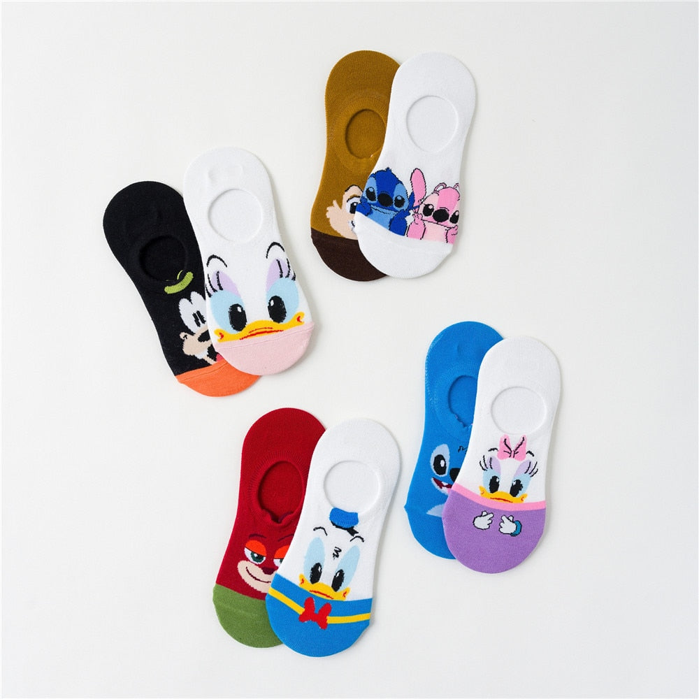 Disney Cartoon Short Socks Slipper Stitch Boat Socks Printed Happy Invisible Summer Mickey Mouse Women Cotton Socks - Amazhona 