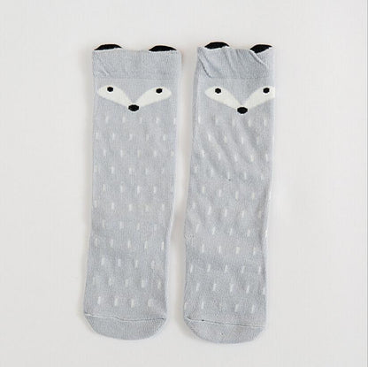 Baby Girls Socks legs warm Fox print Cotton sokken Character Knee Socks Kid Clothing unisex Toddler Boot Socks Cartoon - Amazhona 