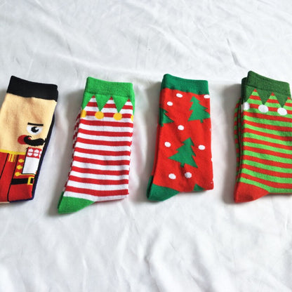 New 2020 Autumn Winter Socks Men Santa Claus Pattern Happy Socks Cotton Short Cartoon Deer Christmas Socks New Year Gift - Amazhona 