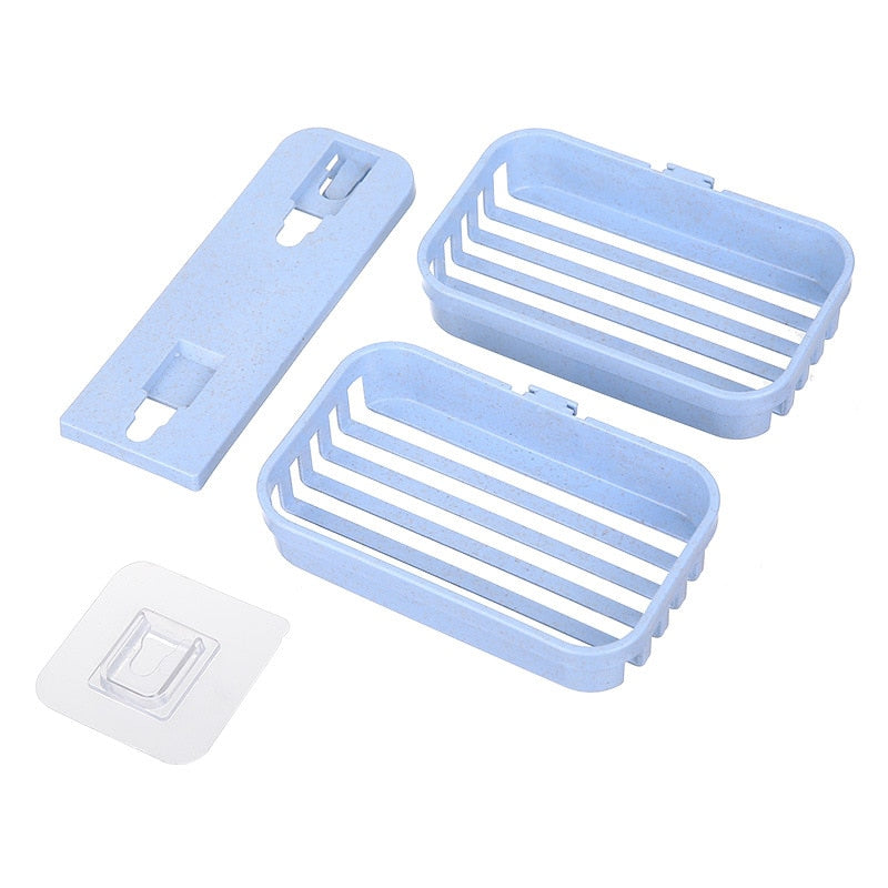 Soap Dishes Box Wall Zeep Houder Shower Soap Tray Holder for Bathroom Double layer Storage Basket Soap rack Shelf Kitchen Tools - Amazhona 