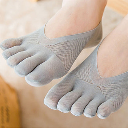 Women Summer Five-Finger Socks Ultrathin Funny Toe Invisible Sokken With Silicone Anti-Skid Breathable Anti-Friction Dropship - Amazhona 