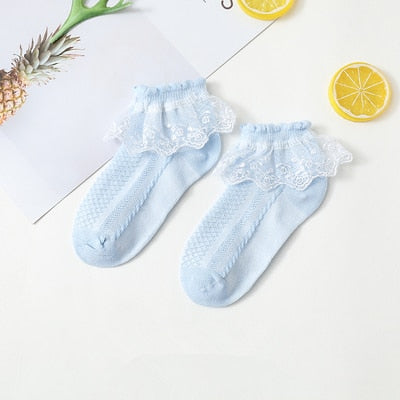 Summer Fashion Kids Socks Baby Girl Ruffle Sock Cute Baby Frilly  Toddle Designer White Pink Lace Kid Cotton Socks For Girls - Amazhona 