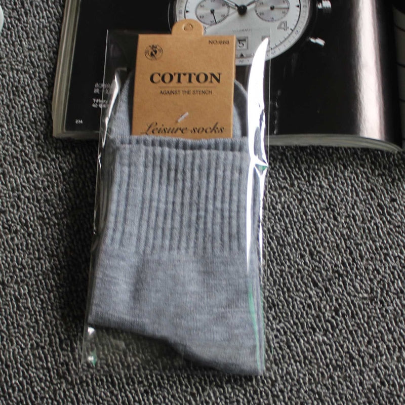 New Cotton Socks Men Summer Spring Thin Sock Business Men's Crew Socks Breathable Socks Men Coton Solid Mid Length 141 - Amazhona 