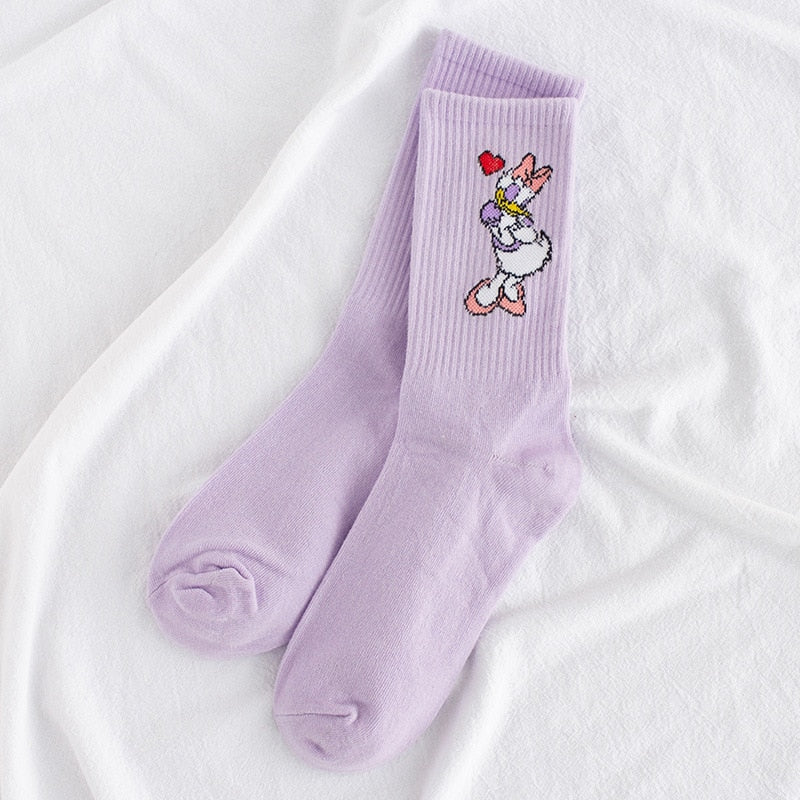 Disney Girl Socks Mickey head embroidered socks Cattoon Minnie girl socks cotton summer thin cotton women socks - Amazhona 