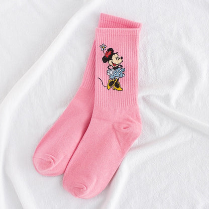 Disney Girl Socks Mickey head embroidered socks Cattoon Minnie girl socks cotton summer thin cotton women socks - Amazhona 