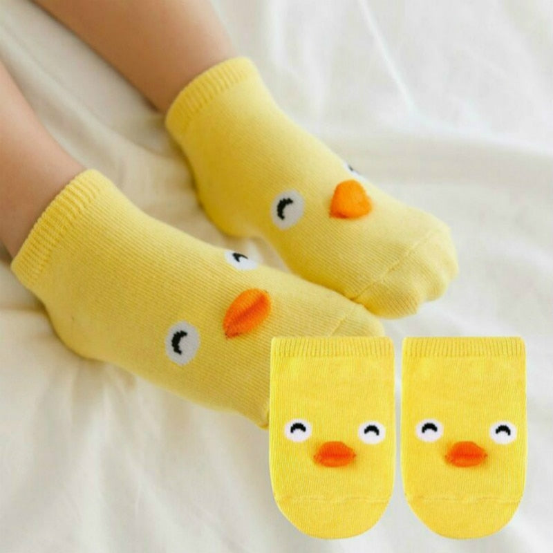 1@#a Pair Chick Socks Kids Soft Cotton Socks Boy Girl Baby Cute Cartoon Warm Stripe Dots Fashion School Socks Autumn Winter - Amazhona 