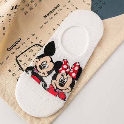 Disney 1pair women Boat socks Mickey cute cartoon Japanese Korean sweet cotton socks spring and summer wild short tube socks - Amazhona 