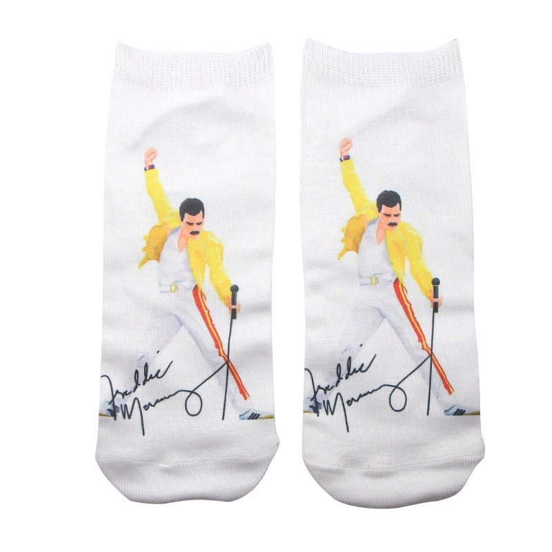 Freddie Mercury Socks Men Women Casual Non Slip Breathable Comfortable Middle Tube Socks Christmas Gift for Fans Beatles Socks - Amazhona 