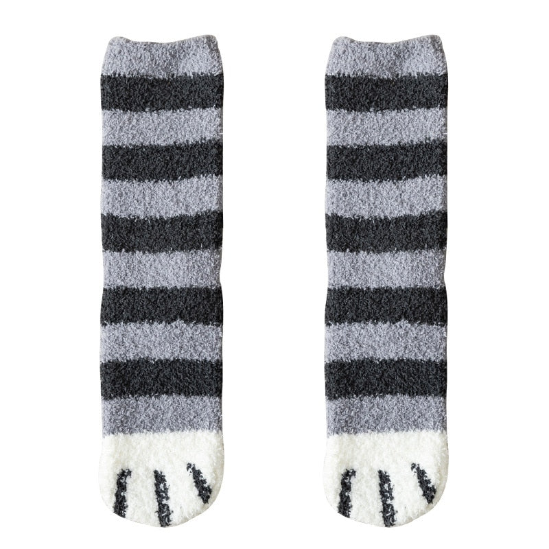 Winter Socks Women Thick Coral fleece Warm Socks Animal Cat Paw Cute Socks Girls Soft Floor Socks - Amazhona 