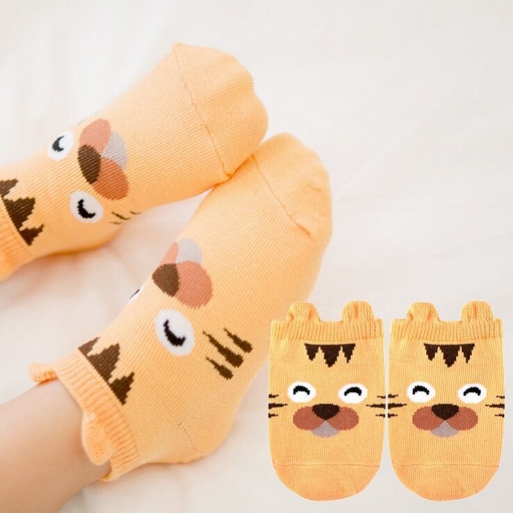 1@#a Pair Chick Socks Kids Soft Cotton Socks Boy Girl Baby Cute Cartoon Warm Stripe Dots Fashion School Socks Autumn Winter - Amazhona 