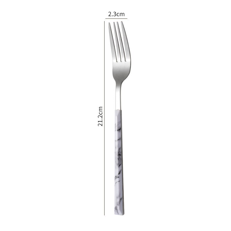 Stainless Steel Cutlery Set Western Portable Spoon Fork Knife Teaspoon Marble Handle Dinnerware Tableware Kitchen Utensils - Amazhona 