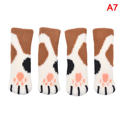 New 4pc Chair Leg Sock Furniture Feet Sleeve Cover Cat Scratching Cloth Floor Protection Knitting Wool Socks Anti-slip Table Leg - Amazhona 