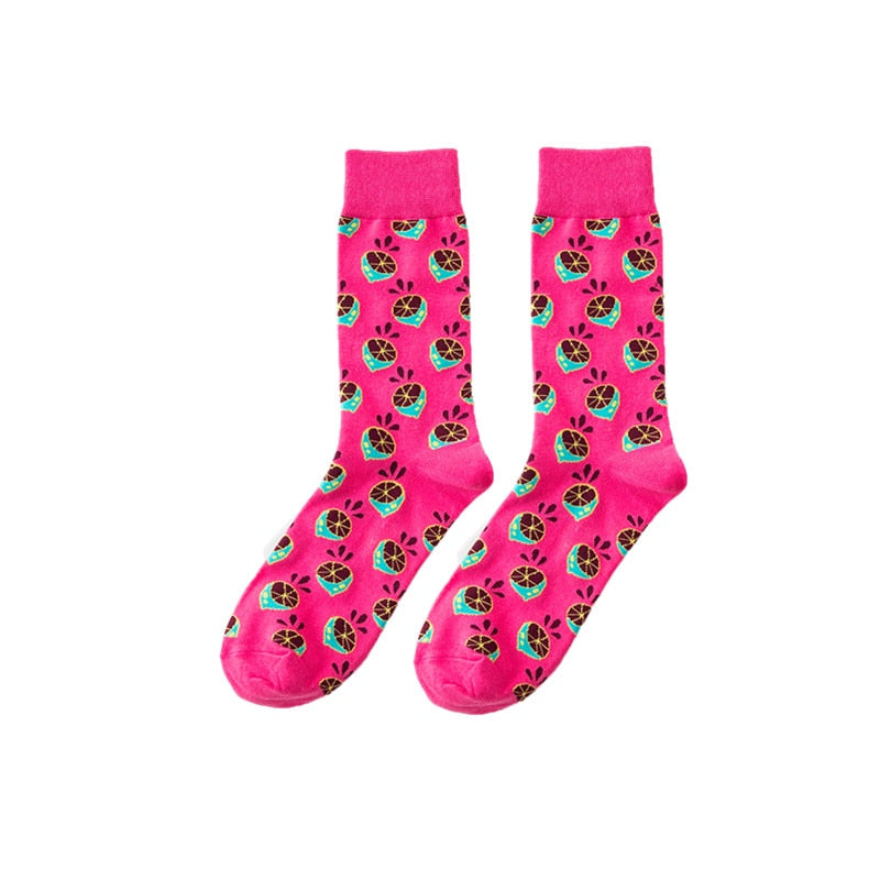 Funny Men Women Fashion Harajuku Fruit Socks Lovely Art With Avocado Sushi Food Animal Dog Happy Socks - Amazhona 