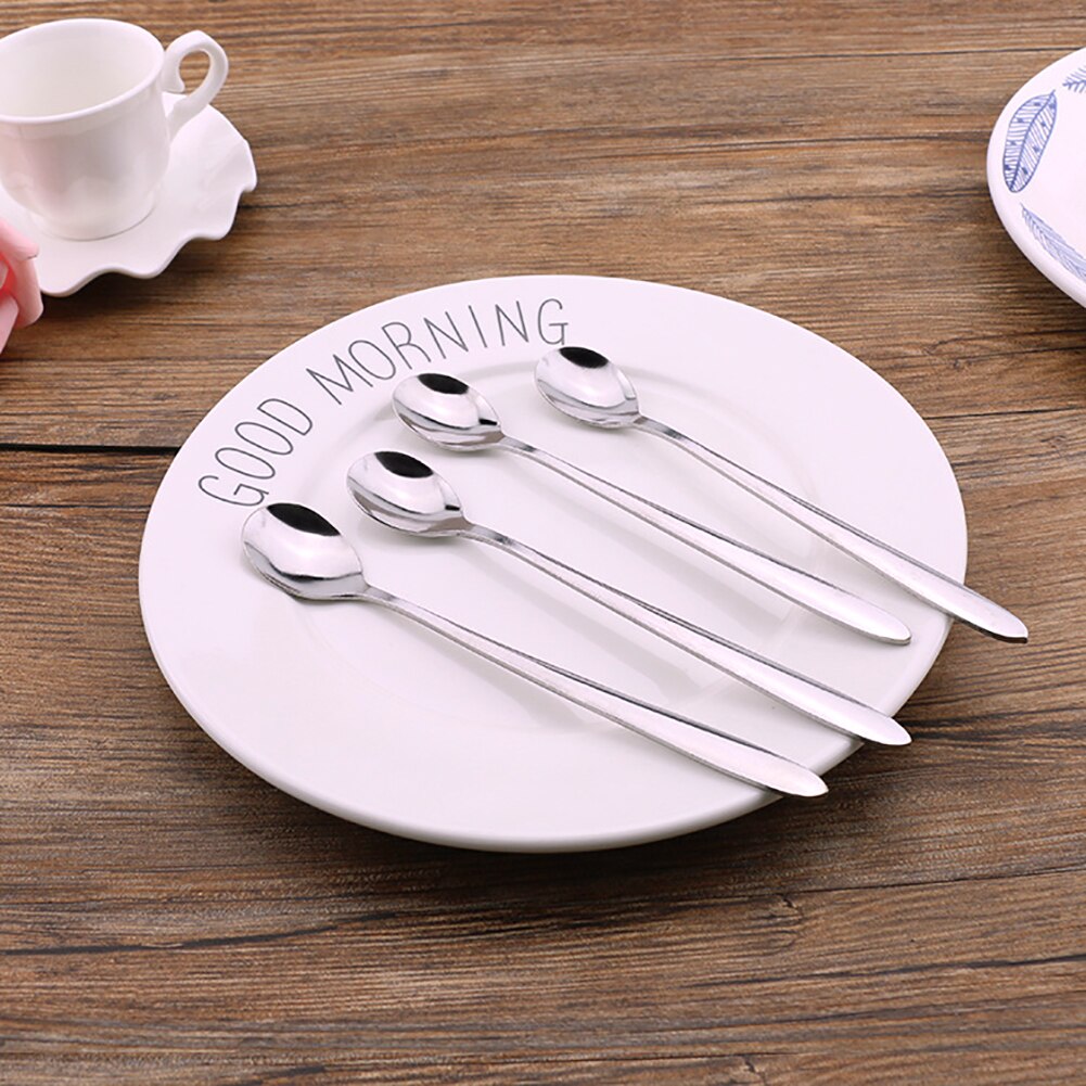 2Pcs Long Handle Stainless Steel Tea Coffee Spoons Ice Cream Scoop Cutlery Set 2020 - Amazhona 