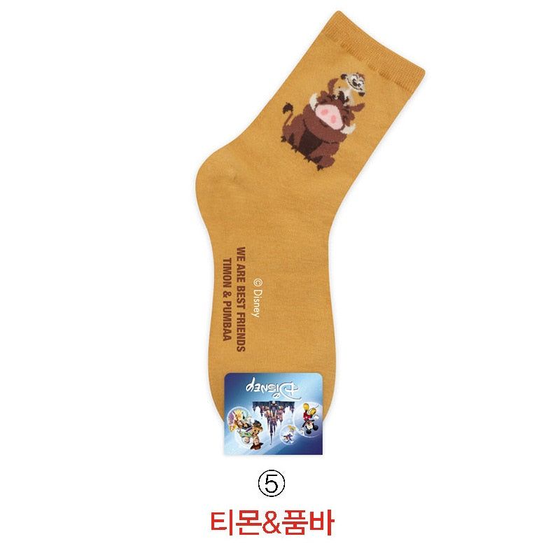 Disney Casual Ladies Socks Cartoon Minnie Mickey Donald Duck Pattern Socks Winnie The Bear In The Tube Cotton Socks - Amazhona 