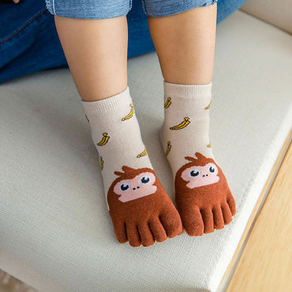 Toddler Kids Baby Girls Boys Winter Cotton Socks Animal Cartoon Five Fingers Sock Hosiery Toe Socks - Amazhona 