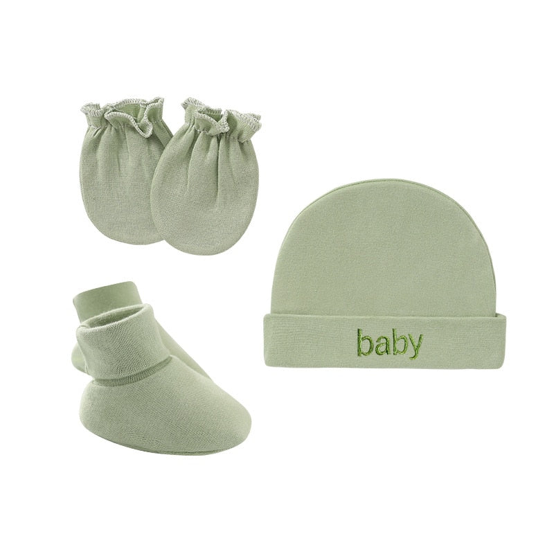 3pcs Winter Baby Hat Gloves Socks Set Boy Girl Warm Cotton Kids Beanies Stuff Children Accessories Newborn Bonnet Babies Caps - Amazhona 