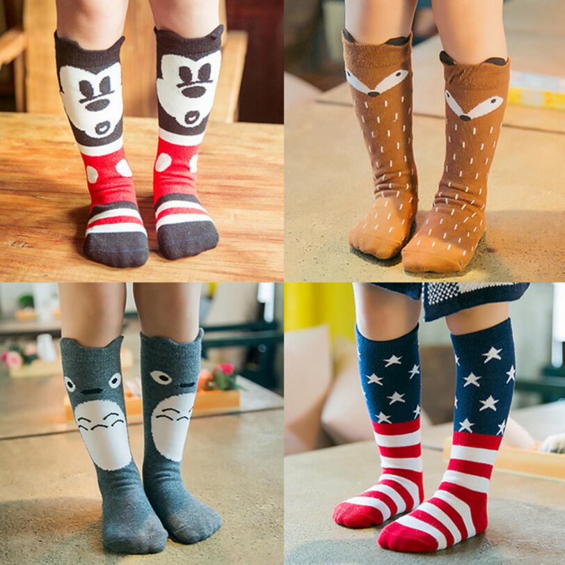 Baby Girls Socks legs warm Fox print Cotton sokken Character Knee Socks Kid Clothing unisex Toddler Boot Socks Cartoon - Amazhona 