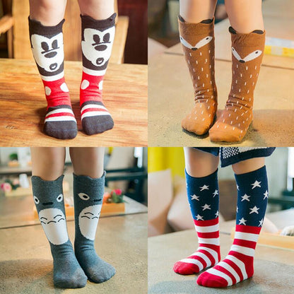 Baby Girls Socks legs warm Fox print Cotton sokken Character Knee Socks Kid Clothing unisex Toddler Boot Socks Cartoon - Amazhona 