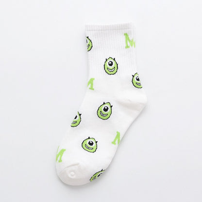 Disney Casual Cute women Scoks ckey Duck ladies Socks Cotton happy Funny street adult Middle tube sockCartoon animal Mi - Amazhona 