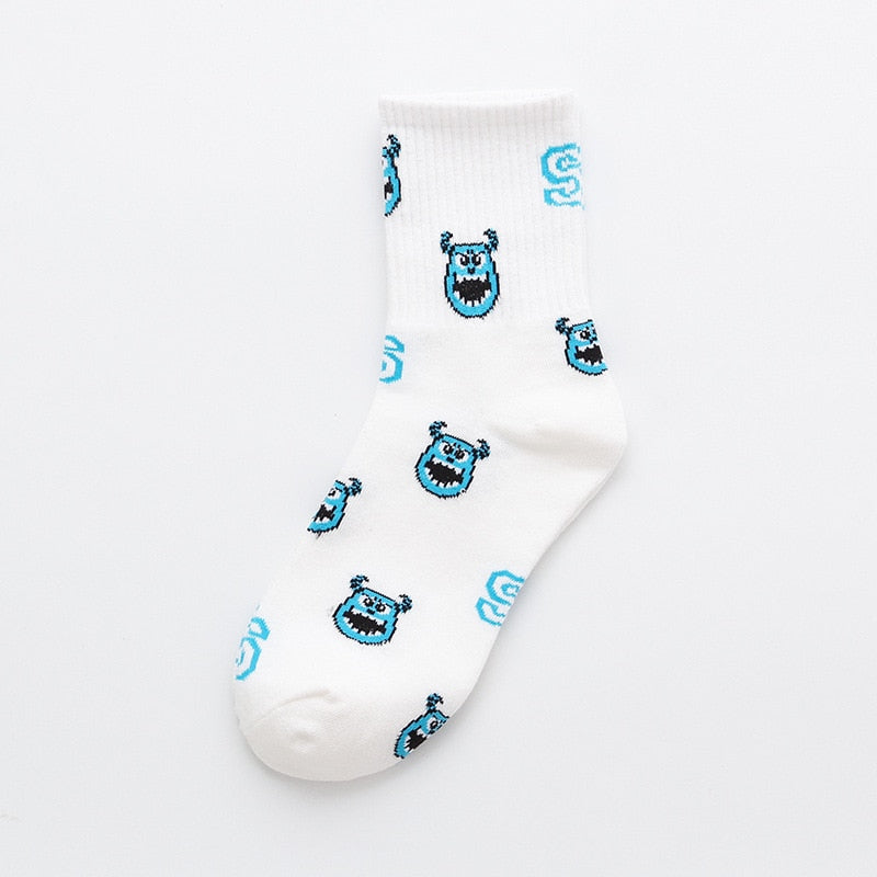 Disney Casual Cute women Scoks ckey Duck ladies Socks Cotton happy Funny street adult Middle tube sockCartoon animal Mi - Amazhona 