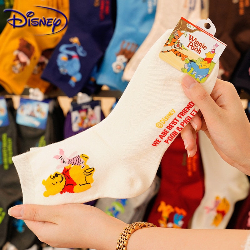 Disney Casual Ladies Socks Cartoon Minnie Mickey Donald Duck Pattern Socks Winnie The Bear In The Tube Cotton Socks - Amazhona 