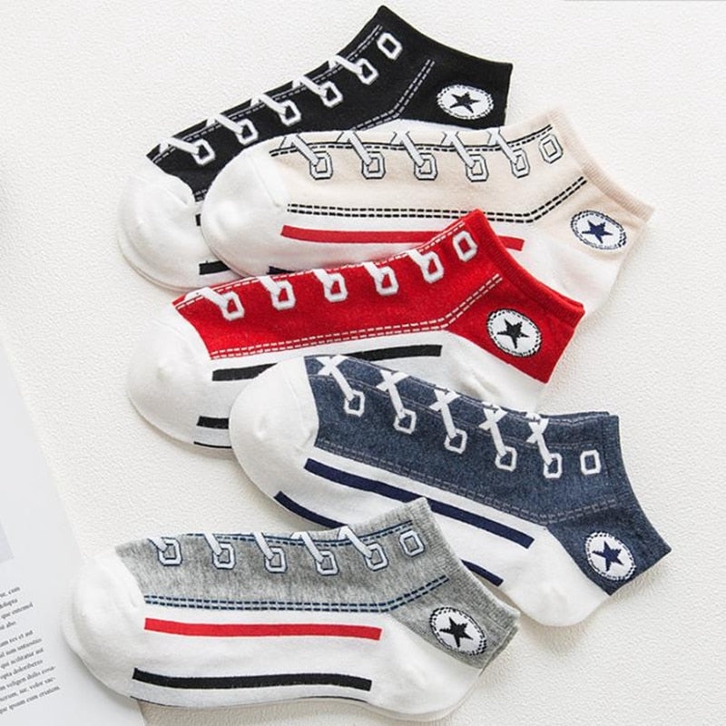 New Men Casual Socks Spring Summer Autumn Fashion Creative Denim Shoes Pattern Sock Japanese Korean Style Happy Women Sox - Amazhona 