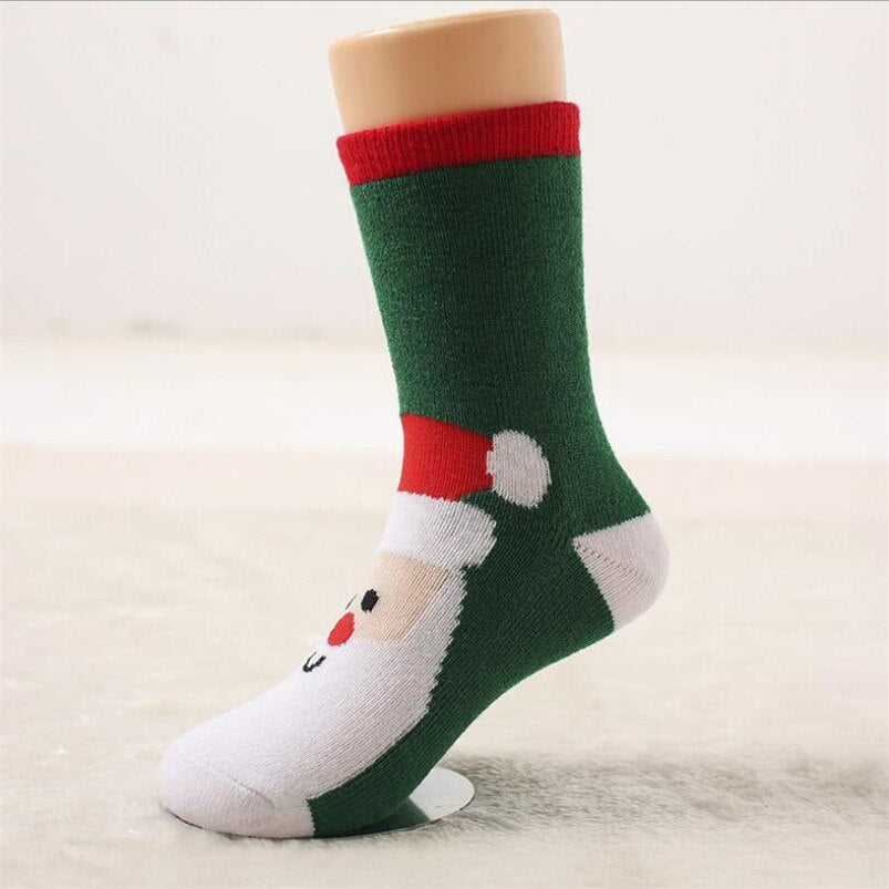 Cartoon elk/Santa/snowflake/bear stripe design girls socks Christmas knee high long socks for boys sports socks winter Xmas gift - Amazhona 